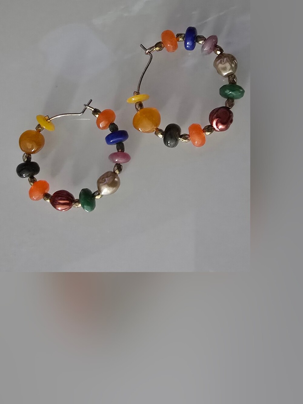Colorful Multi-Bead Hoop Earrings - Mixed Color